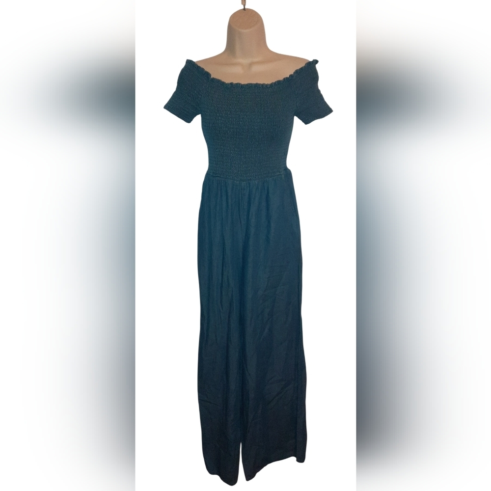 Elegant Blue Wide Leg Jumpsuit - Picture 4 of 11